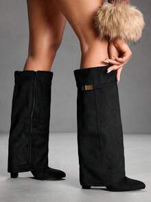 CUCCOO SZL CUCCCOO Women's Fashion Pointed Toe Leather High Heel Boots For Christmas