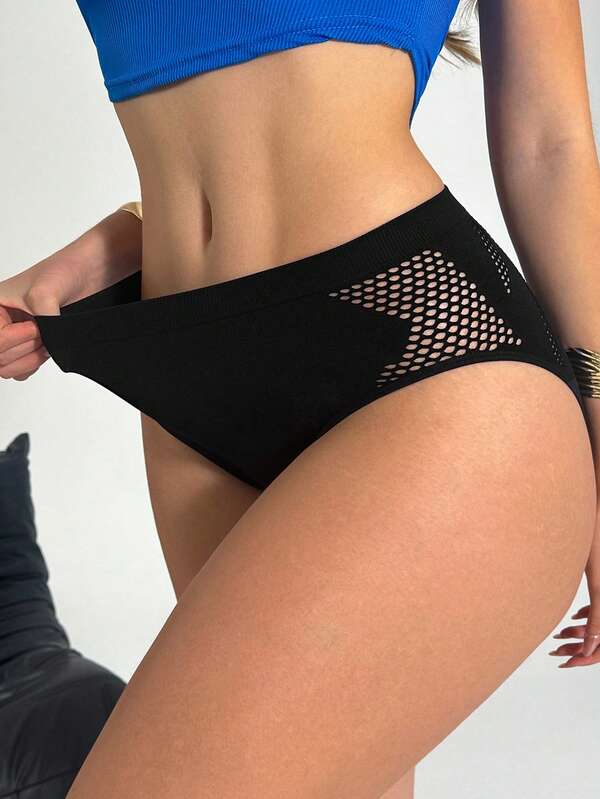 SuitURBody Women's Solid Color Seamless Hollow-Out Comfortable Panties