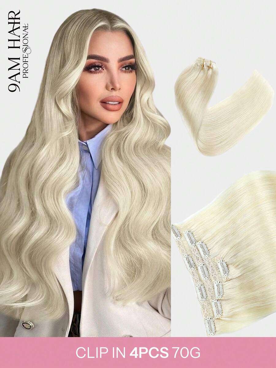 4PCS Clip In Hair Extensions Real Human Hair, Remy Human Hair Extensions Clip Ins For Women, Natural Human Hair, 70g-80g - S60 - View 1
