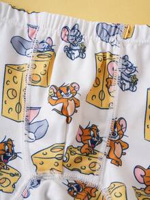 TOM & JERRY X SHEIN 男童可爱卡通图案夏季无袖上衣短裤套装