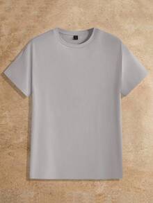 HIMLAND 3件装男士纯色简约针织休闲短袖T恤，适合日常穿着 - 淺灰色 - 查看 5