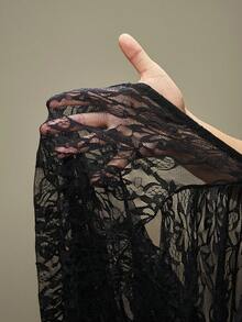 Slaydiva Elegante vestido negro de encaje de manga larga y espalda descubierta para fiesta, cumpleaños, bar, discoteca, cita o reunión con hermanas - Negro - Ver 9