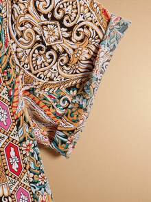 Manfinity BRENVOR 男士花卉圖案短袖鈕扣彩色衣服，假期海灘男友禮物 - 彩色 - 查看 4