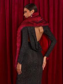 Glamine 女士时尚优雅 Toca 披肩开衫，秋冬 - 紅色 - 查看 2