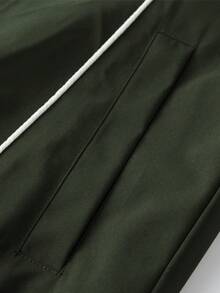 Manfinity EMRG Men's Autumn Letter Print Contrast Color Zipper Collar Casual Long Sleeve Jacket Motorsport Jacket Racing Passion Racing Speed Jacket - Army Green - View 6