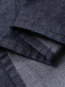 DAZY Women's Peter Pan Collar Long Casual Denim Dress - Dark Wash - View 7