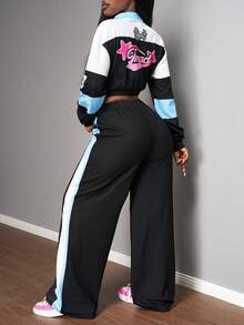 Slaydiva 2025新款秋冬休闲基础款街头赛车队图案两件套 - 女式裙子和外套 Y2K女式两件套 两件裤装 Y2K两件套 女式两件套 夜店两件套 - 彩色 - 查看 2