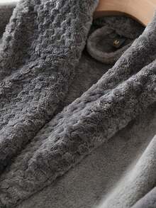 1pc Women's Woolen Bathrobe, Ultra-Soft And Comfortable, Lightweight Side Pocket, Made Of Microfiber Summer Wedding Home Bathroom Decor Back To School - 深灰色 - 查看 4