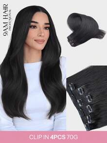4 件装夹式接发真人发，雷米人发接发夹，女士，天然人发，70g-80g - S1B - 查看 1