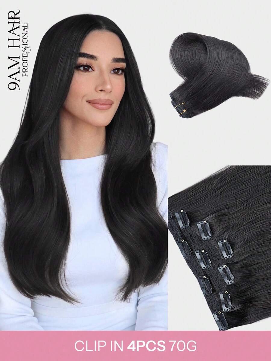 4 件装夹式接发真人发，雷米人发接发夹，女士，天然人发，70g-80g - S1B - 查看 1