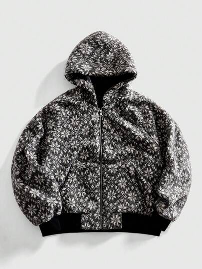 Street Life Men's Loose Fit Hooded Jacket In Plush Fabric