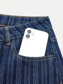 Maija Retro Striped Jeans, New Autumn/Winter Style, High-Quality Textured Blue Casual Straight Leg Pants Winter Old Money Style Jeans