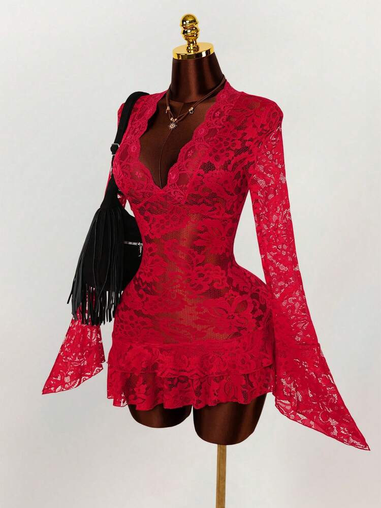 Summer Hippie Style Sheer Low-Cut Mini Dress For Women,Party Dresses For  Women,Party Dresses For Women,Christmas Party Dress,Red Dresses For Women,Christmas  Dresses For Women | SHEIN South Africa