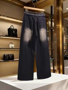 GlowEve Women's Fashion Commuter Rhinestone Embellished Wide Leg Jeans Rhinestone Pants Glitter Jeans Bling Jeans Women Wide Leg Pants Star Pants - Black - View 2