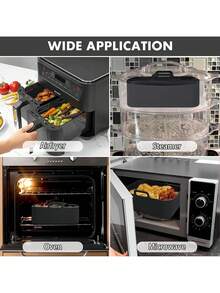 1 Piece Air Fryer Silicone Gasket Rectangular Air Fryer Silicone Baking Tray Reusable Replacement Basket Accessory | Non-Stick | Easy To Clean | Food Safety