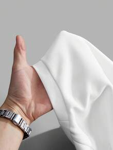 Manfinity ZONE917 Hanorac cu croială lejeră, cu imprimeu grafic și linii albe, căptușit cu fleece negru