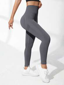 Gameset SHEIN Sport Quần legging thể thao co giãn liền mạch cạp cao màu trơn - Nhiều màu - Xem 5