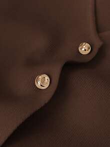 CosyJoli Plus Size Elegant Metal Buckle Knit Sleeveless Sweater Vest, Comfortable & Casual In Fall/Winter