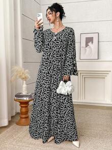 Al Najma 女士土耳其长裙和阿拉伯传统长袍 - 黑色 - 查看 5