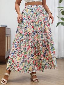 INAWLY Chân váy xếp ly xếp nếp in hoa cỡ lớn có túi (co giãn 4 chiều) - Nhiều màu - Xem 1