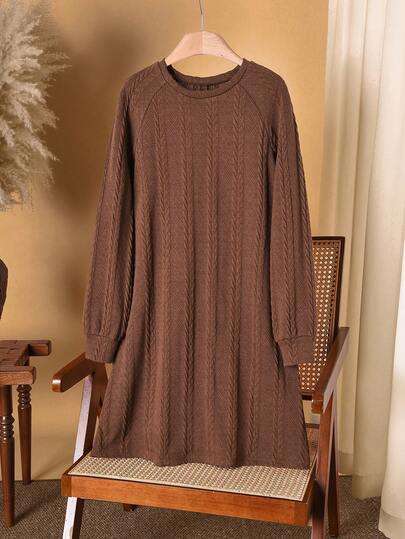 Rusticease Women's Solid Color Minimalist Daily Wear Round Neck Long Sleeve Short Dress Christmas Outfit For Women  Winter Clothes For Women