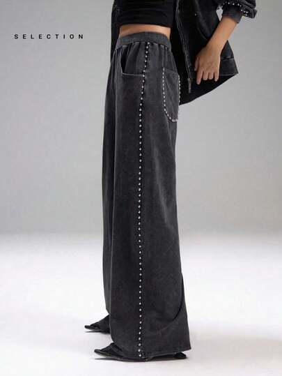 LYSMO 女式休闲宽松运动裤，饰有水钻