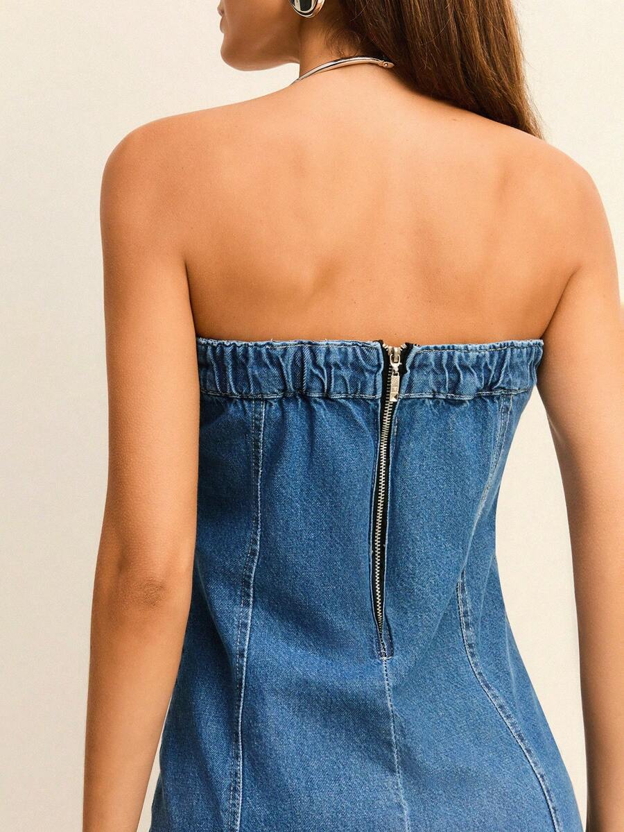 Daynim Women Denim Dresses - Màu xanh lam - Xem 1