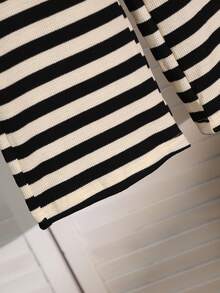 Tween Girl Striped Lapel Drop Shoulder Long Sleeve T-Shirt And Wide Leg Pants Casual Loose Suit, Autumn - Multicolor - View 5