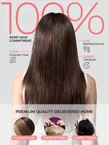 SMART&MATCH 8Pcs Dark Brown Clip In Hair Extensions With 1 Pc Clip In Hair Extensions Remy Human Hair Clip In Extensions Natural Black Straight Virgin Human Hair Extensions Double Weft Hair Weaves - S2 - View 7