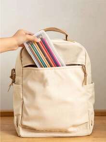 2pcs Large Transparent PP Storage Boxes With Lids, Lightweight Unfinished Surface For Office/School Supplies, Pens, Pencils, Markers, Crafts, Desk Storage, Makeup, Jewelry, Suitable For Girls, Minimalist Style, Portable, Random Color(Only The Box, Without The Pencil.) - Clear - View 6