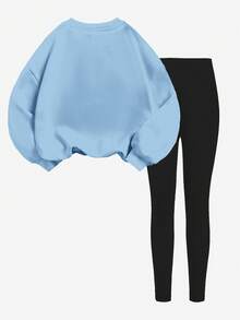 Emery Rose Kids Emery Rose Kids Bộ 2 món cho bé gái tuổi teen, gồm áo nỉ dày mềm cổ tròn và quần legging bó sát, kiểu dáng tối giản, trang phục thường ngày, thoải mái, lớp áo mùa thu cho trẻ em, phong cách thời trang, trang phục thường ngày, đi học, quần áo mùa thu, lễ hội, thích hợp cho hoạt động ngoài trời, dã ngoại, chụp ảnh đường phố, ở nhà. - Nhiều màu - Xem 2
