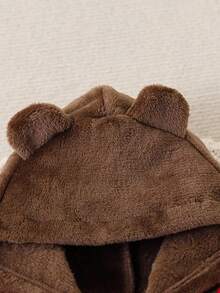 SHEIN Perso Play Body bébé garçon mignon avec capuche, en polaire avec empiècement bicolore - Tabac - Voir 7