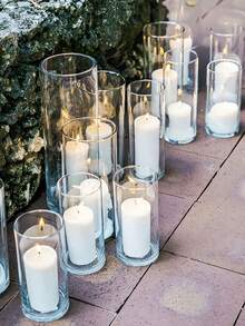 1/4pcs Transparent Glass Wedding Candle Holder, Straight Cylinder Glass Vase, Heat-Resistant, For Aromatherapy Candles, Water Plants Cultivation, Candlelit Dinner, Room Atmosphere, Suitable For Wedding, Home Gathering, Party, Confession, Table Decoration, Outdoor - Multicolor - View 9