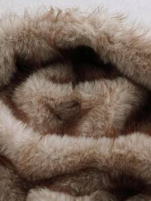 Franclia 时尚优雅休闲连帽蓬松拼布厚棉服，秋冬