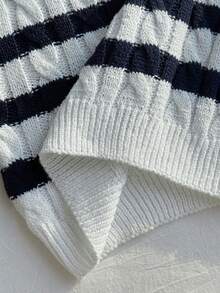 SHEIN 少女款单件麻花针织短款毛衣 - 圆领泡泡袖套头衫，简约扭绳设计轻薄上衣，适合上学和休闲穿着，春秋季可爱短款毛衣针织衫短款上衣，大哥星期三·亚当斯 - 彩色 - 查看 8