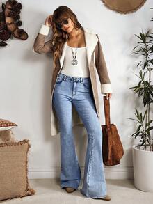 EMERY ROSE Women's Front Button Pocket Casual Denim Pants, Everyday Wear - Blue - View 4