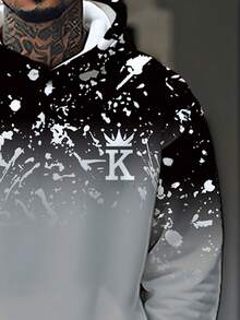 Manfinity Roughcore 男士秋冬皇冠字母印花连帽衫和运动裤休闲运动服套装 - 彩色 - 查看 5