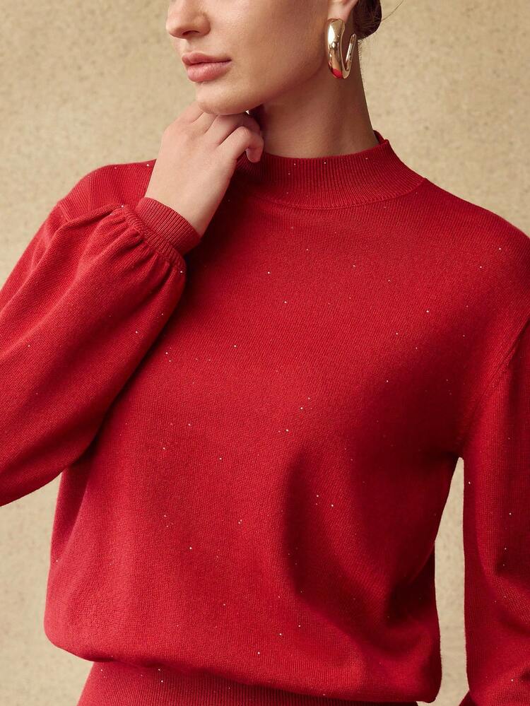 WOMEN'S TURTLENECK LANTERN SLEEVE SWEATER, AUTUMN/WINTER