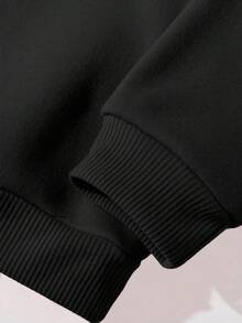 SHEIN Áo nỉ dáng rộng thoải mái, dễ thương, in hình Kpop dành cho bé gái tuổi teen, thích hợp cho mùa thu/đông. - màu đen - Xem 4