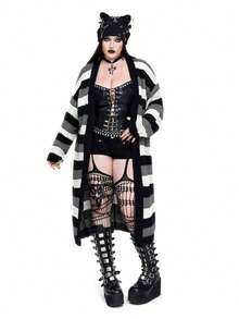 Whyspr New Versatile Casual Loose Fit Long Sleeve Long Cardigan Sweater, Multi-Color - Multicolor - View 5