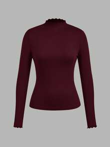 SHEIN EZwear 3件套休闲简约紧身长袖T恤，黑色、酒红色、白色，适合秋冬 - 彩色 - 查看 7
