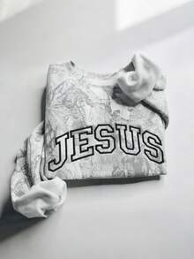 INAWLY Áo nỉ dài tay cổ tròn in họa tiết tối giản dành cho nữ - Nhiều màu - Xem 1