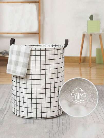 1 Pc Foldable And Portable Canvas Laundry Basket,Also Suitable For Clothes And Children Toys Storage,Household Laundry Hamper,Large Capacity Laundry Bag/Laundry Supplies With Handle