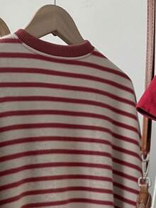 Resyla Plus Size Women's Casual Pullover Sweatshirt, Rainbow Striped Print, Suitable For Autumn, Back To School, Teacher's Day, Daily Wear, Sports & Leisure, Holiday, Photography Street Snap, Must-Have, High Attention-Grabbing, Women's Crew Neck Sweatshirt