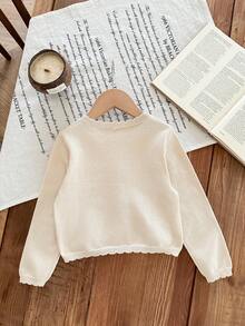 Blossori Young Girls Fitted Round Neck Cardigans, Autumn/Winter - Apricot - View 2