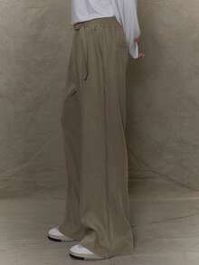 Musero Baggy Elasticated Buckle Belt Waistband Trousers SPRING SUMMER Streetwear - Grey - View 3