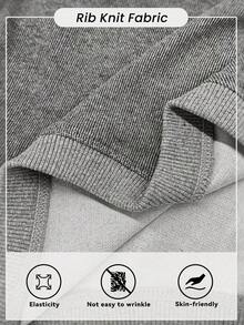 Dewbera 女士休闲日常通勤简约撞色绑带不对称肩部宽松宽下摆短款运动衫，春/秋 - 灰色 - 查看 8