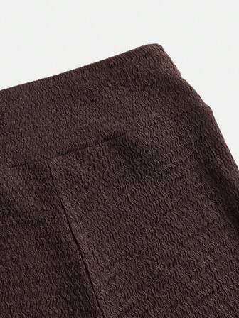 Firerie Kids Firerie Kids 2pcs Tween Girls Casual Coffee Colored Ruched Long Sleeve Fitted Knit Top And Flare Pants Set, Suitable For Home, Outdoor, Travel, Airport, Casual Daily Wear Two Piece Pants Set Brown Girl Outfit Teen Girl Brown Set Bell Bottoms Girl 2 Piece Set