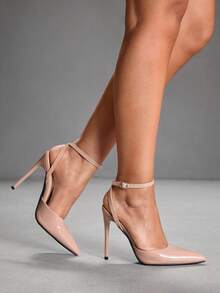 CUCCOO SZL Women's Fashion Ankle Strap Buckle Pointed Toe Stiletto High Heel Pumps, Suitable For Commuting, Dating, Parties And Other Occasions For Christmas Spring Shoes - Apricot - View 2