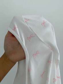 2pcs Lowkey Lull Baby Pink Bow Decor Comfortable Minimalist Top & Pants Set, Chic Autumn Unisex Sleepwear Loungewear For Women Sleep Wear Women 2 Piece Set Lounge Wear Women Set, Winter Clothes - Pink - View 8